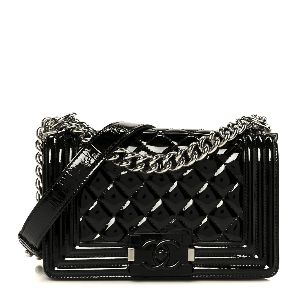 Chanel Patent Calfskin Quilted Small Boy Flap Plexiglass Black