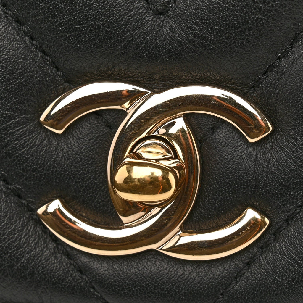 Chanel Calfskin Chevron Quilted Small Statement Flap Black