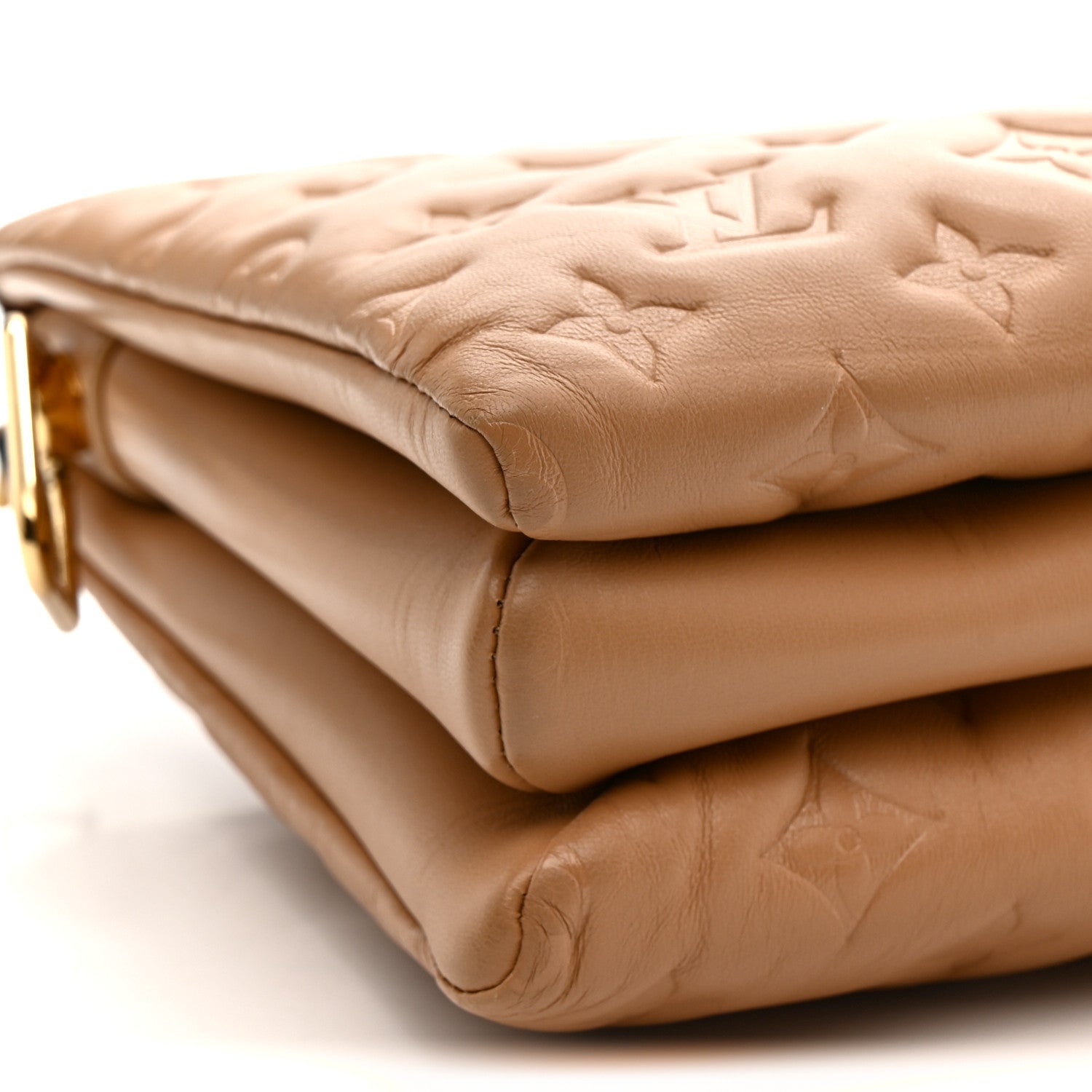 Louis Vuitton Lambskin Embossed Monogram Coussin PM Camel