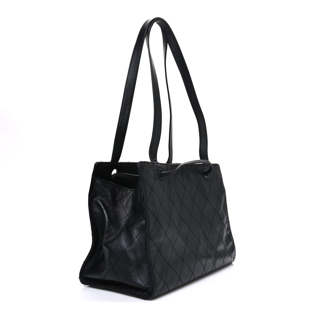 Chanel Lambskin Diamond Stitched Shoulder Bag Black