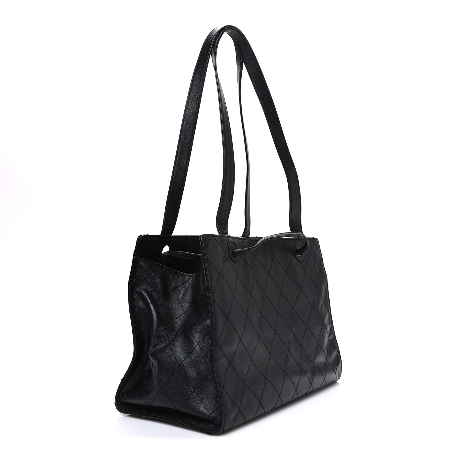 Chanel Lambskin Diamond Stitched Shoulder Bag Black