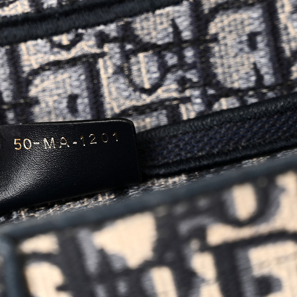 Christian Dior Oblique Embroidered Saddle Bag Blue