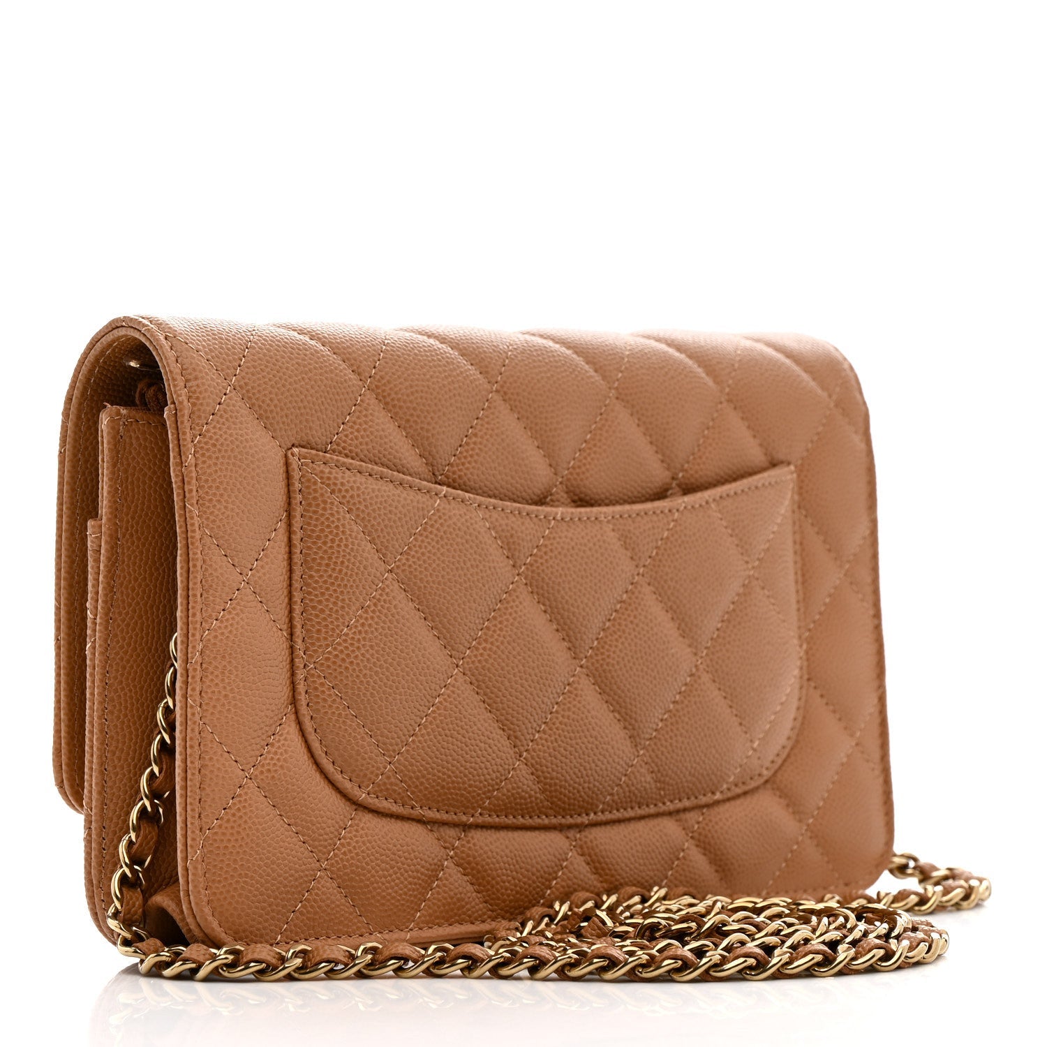 Chanel Caviar Quilted Wallet on Chain WOC Dark Beige