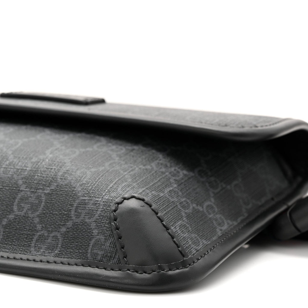 Gucci GG Supreme Monogram Web Slim Belt Bag Black Grey