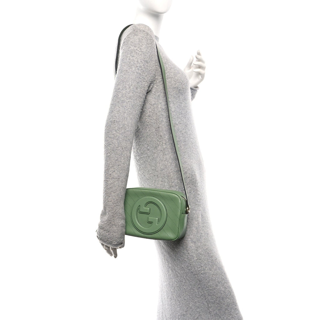 Gucci Sakai Be Green Calfskin Diagonal Stitched Small Blondie Shoulder Bag Green Soil Grass