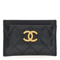 Caviar Quilted Textured CC Card Holder Black
