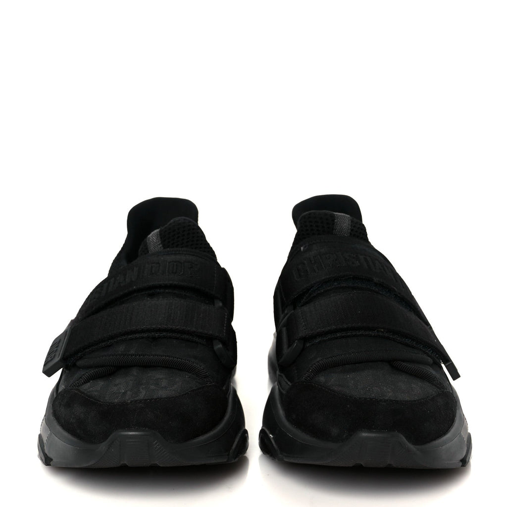 Christian Dior Shiny Oblique Technical Fabric Nylon Womens D-Wander Sneakers 35.5 Black