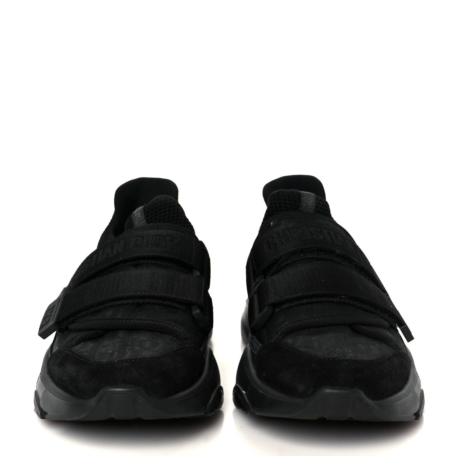 Christian Dior Shiny Oblique Technical Fabric Nylon Womens D-Wander Sneakers 35.5 Black