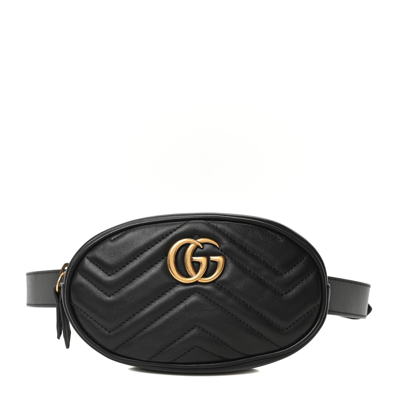 Gucci Calfskin Matelasse GG Marmont Belt Bag 95 38 Black