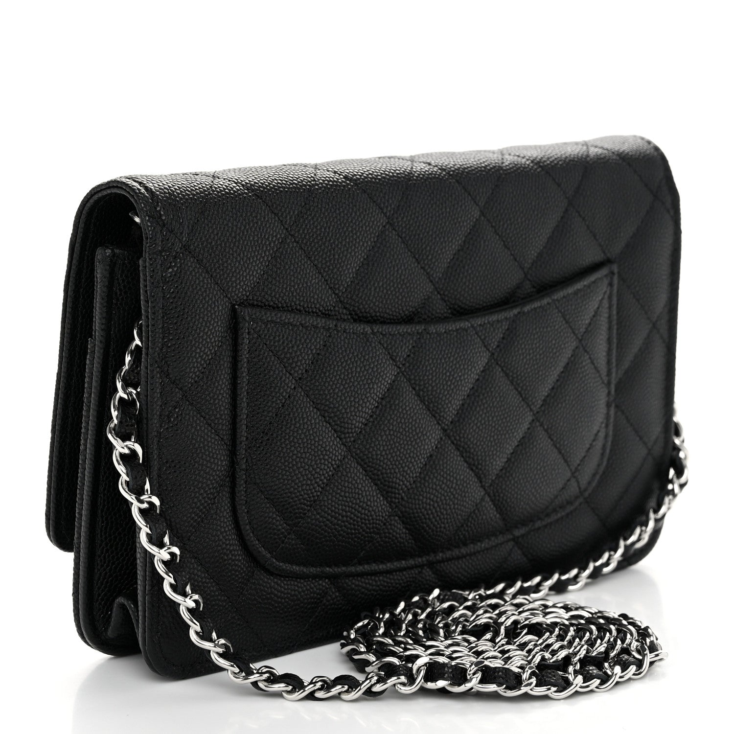 Chanel Caviar Quilted Chanel 19 Wallet On Chain WOC Black White