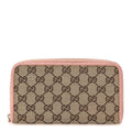 Gucci Monogram Dollar Calfskin Zip Around Wallet Beige Ebony Soft Pink