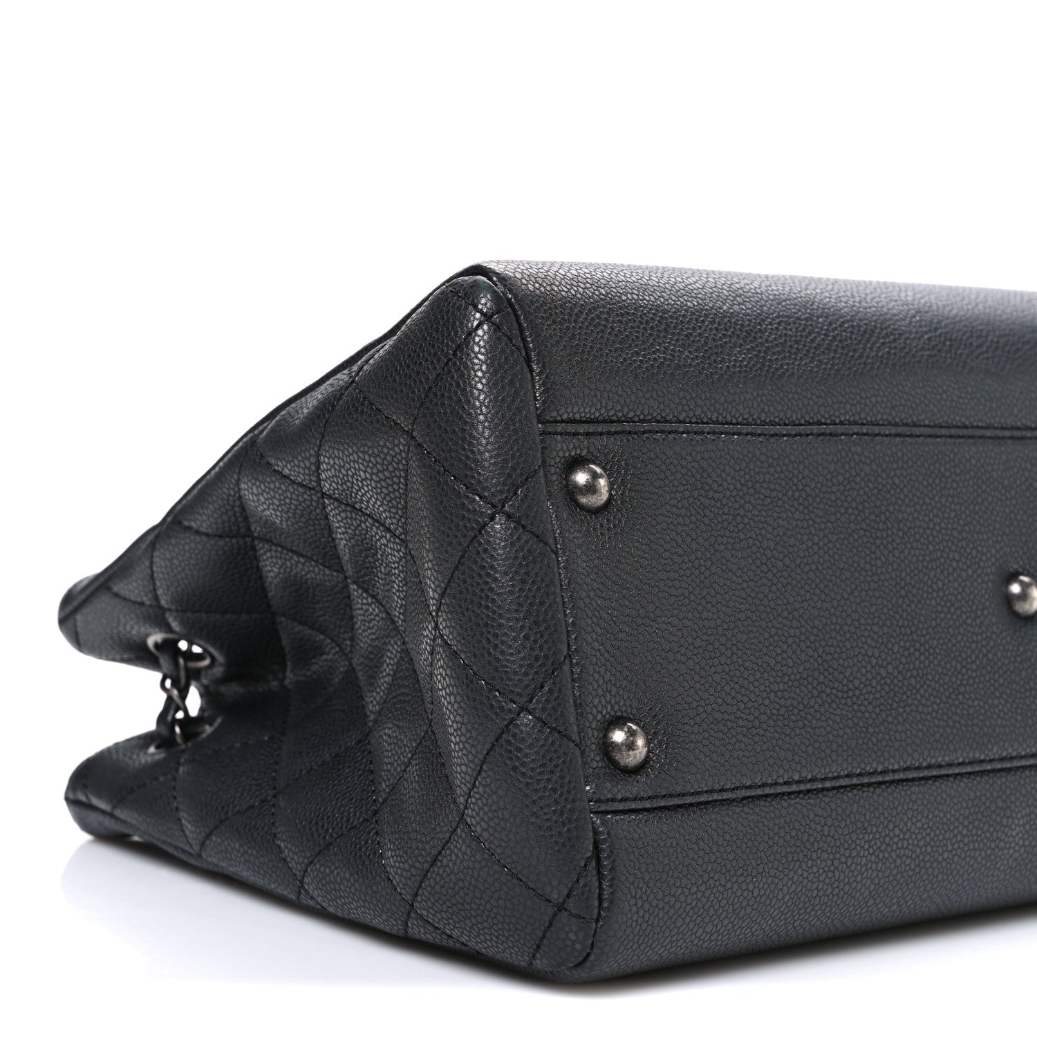 Chanel Metallic Grained Calfskin Medium Woven Chain Shopping Bag Black