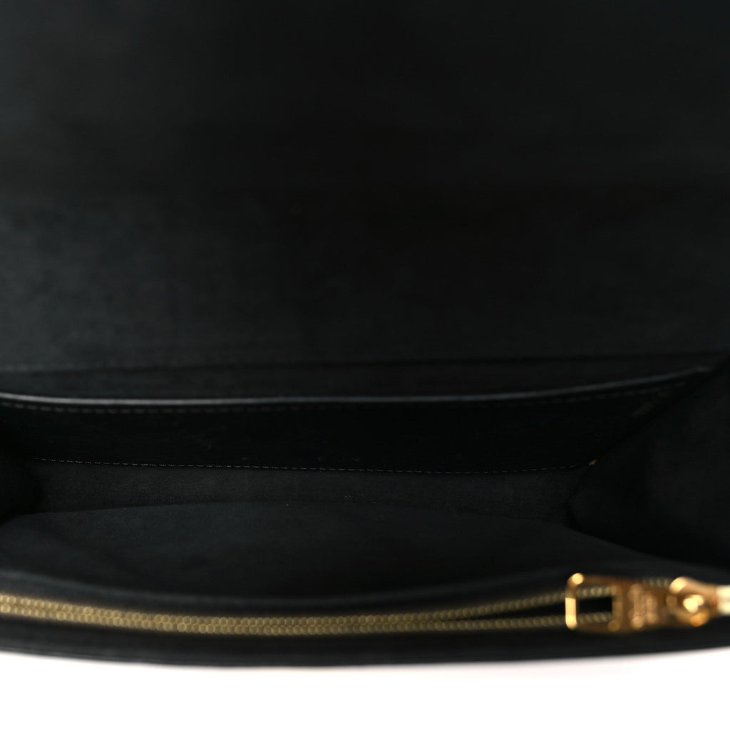 Louis Vuitton Calfskin Airy V Embossed Pochette Chain Louise GM  Black