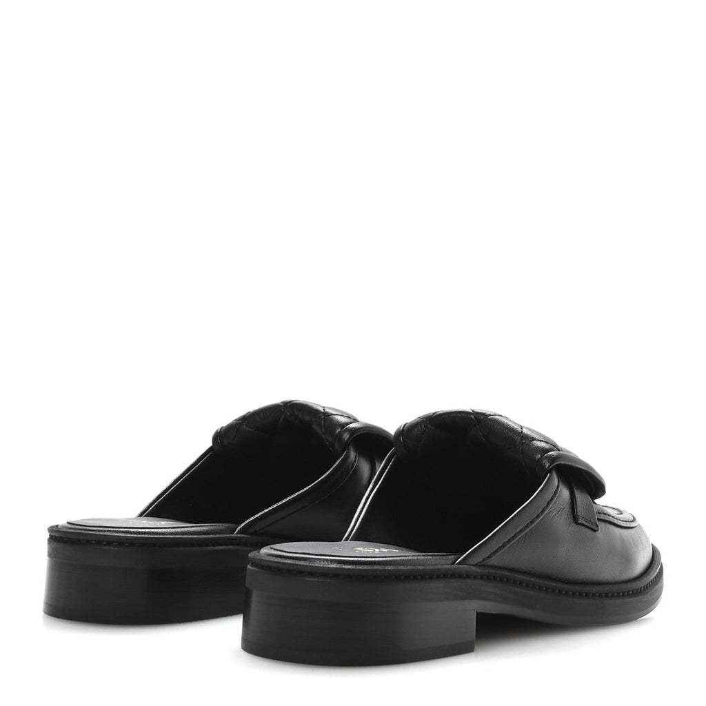 Lambskin Quilted CC Turnlock Mules 36.5 Black