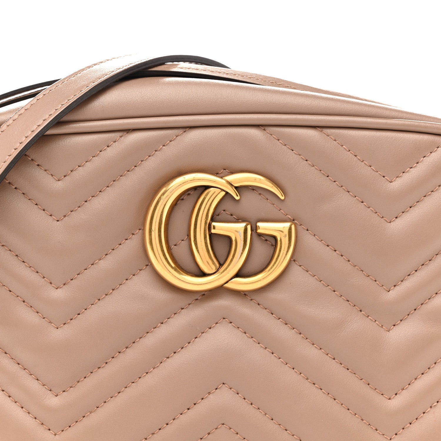 Gucci Calfskin Matelasse Small GG Marmont Chain Shoulder Bag Porcelain Rose