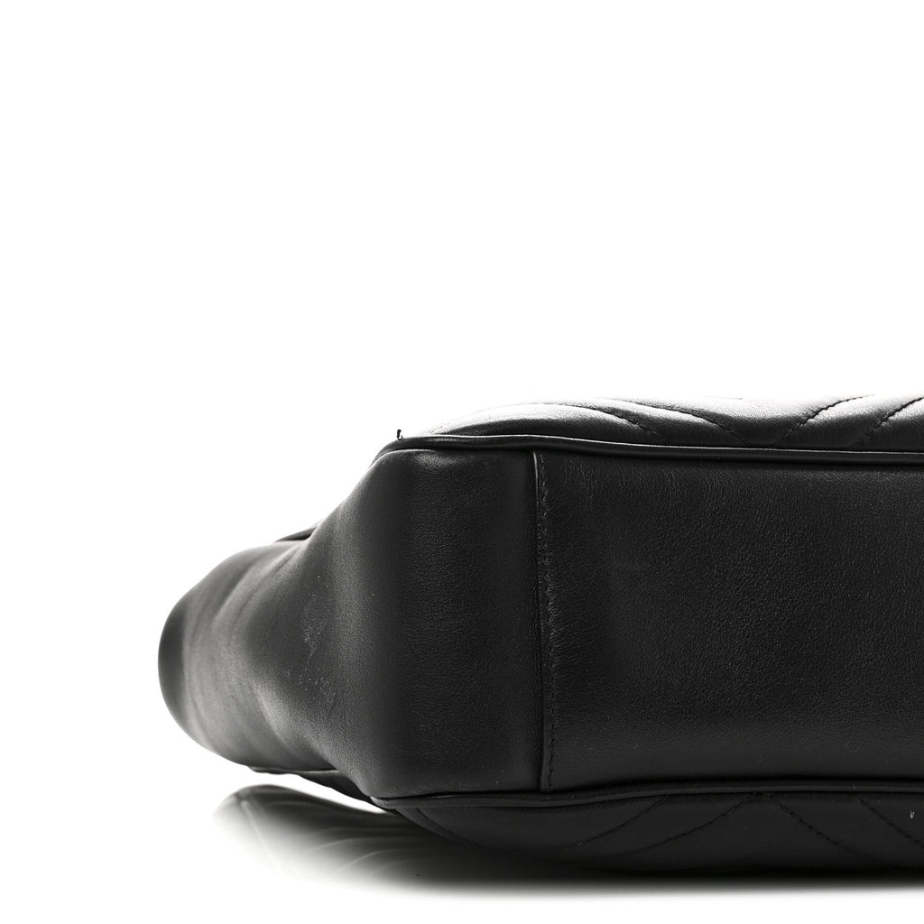 Gucci Calfskin Matelasse Medium GG Marmont Open Top Shoulder Bag Black