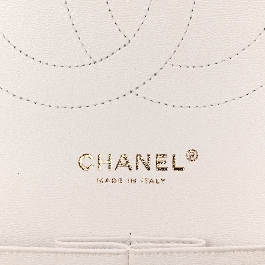 Chanel Caviar Quilted Jumbo Double Flap White