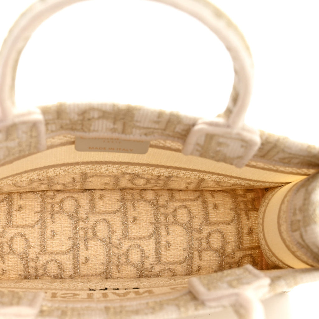 Christian Dior Oblique Mini Book Tote With Strap Gold Multicolor