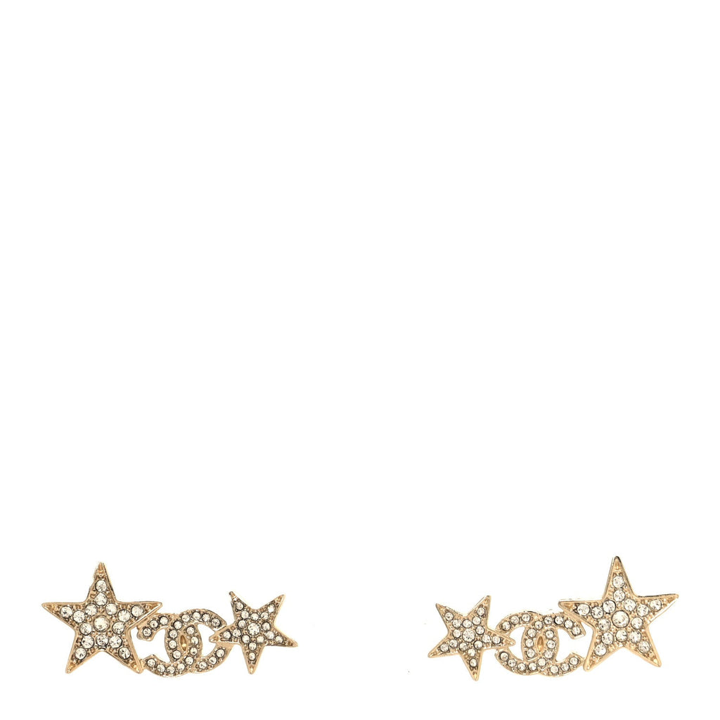 Crystal Star CC Earrings Gold