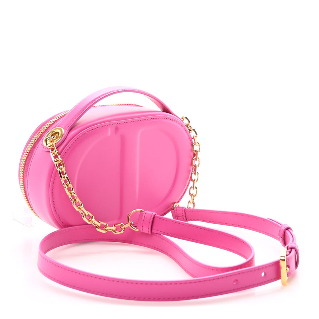 Christian Dior Calfskin CD Signature Oval Crossbody Camera Bag Rani Pink