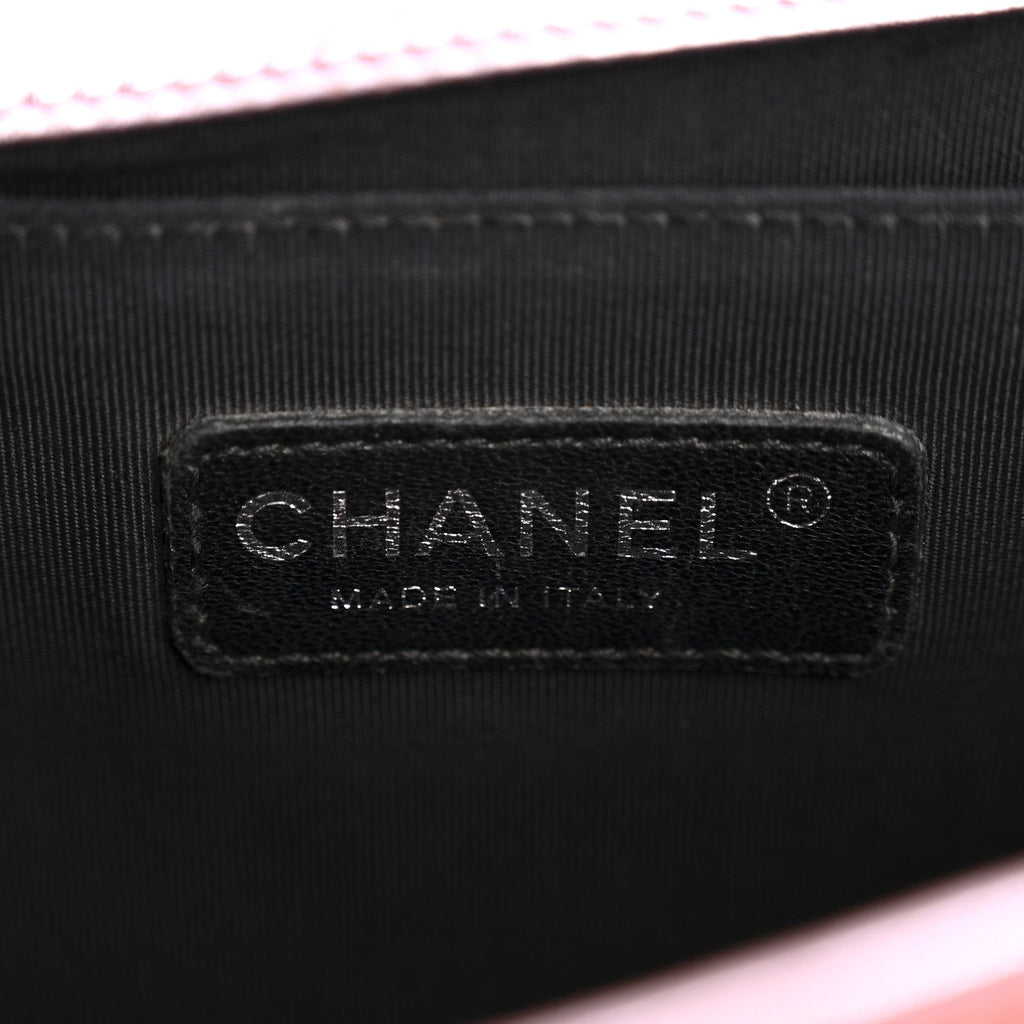 Chanel Metallic Patent Calfskin Quilted Medium Boy Flap Light Pink