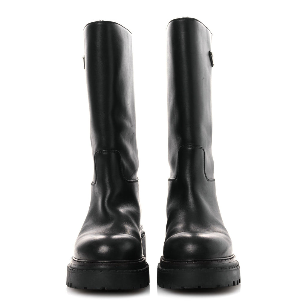 Prada Vitello Shearling Winter 2 Boots 39.5 Black