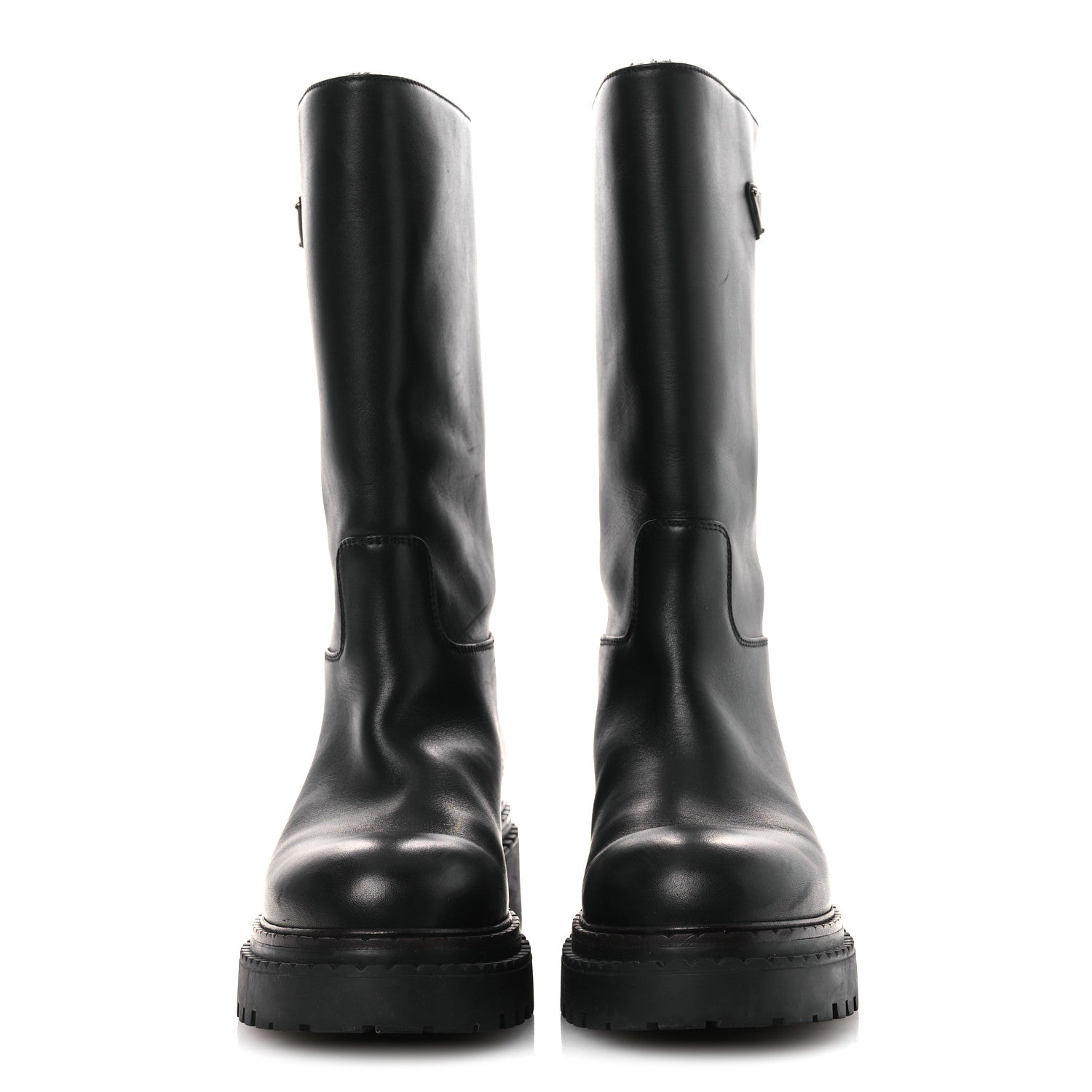 Prada Vitello Shearling Winter 2 Boots 39.5 Black