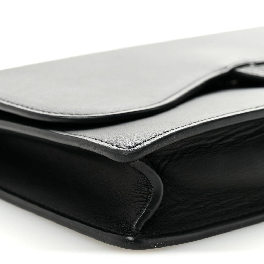 Christian Dior Ultra Matte Calfskin Saddle Chain Pouch Black