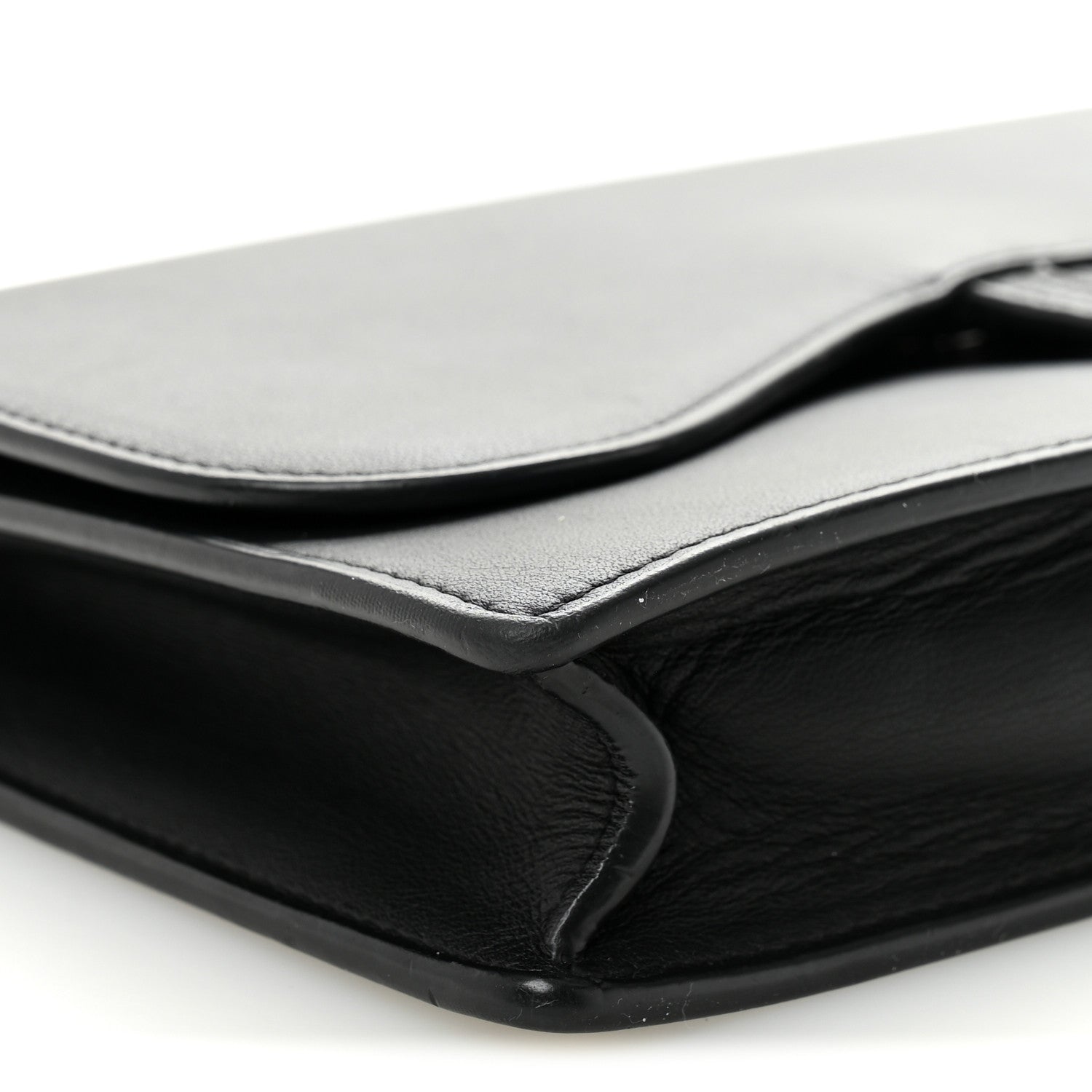 Christian Dior Ultra Matte Calfskin Saddle Chain Pouch Black