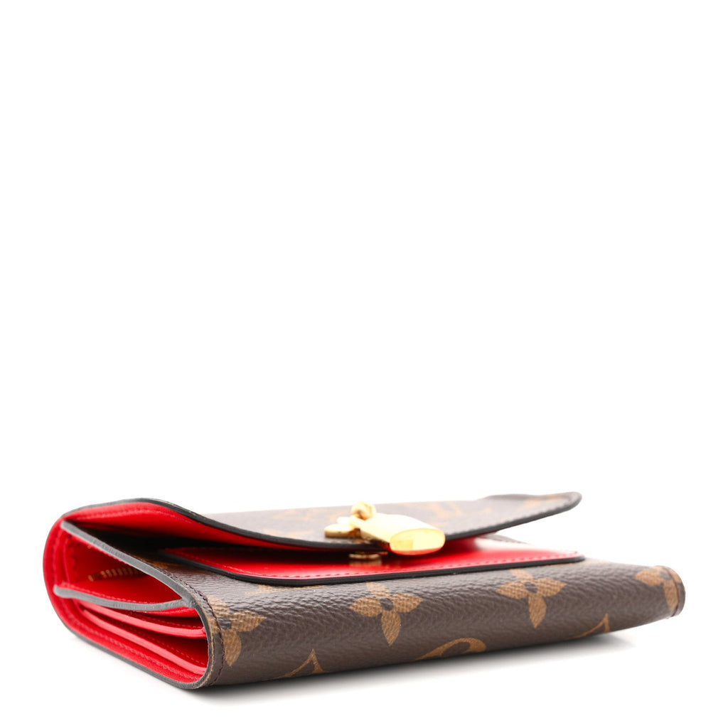 Louis Vuitton Monogram Flower Lock Compact Wallet Coquelicot