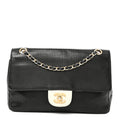 Chanel Lambskin Perforated Medium Single Flap Bag Black White