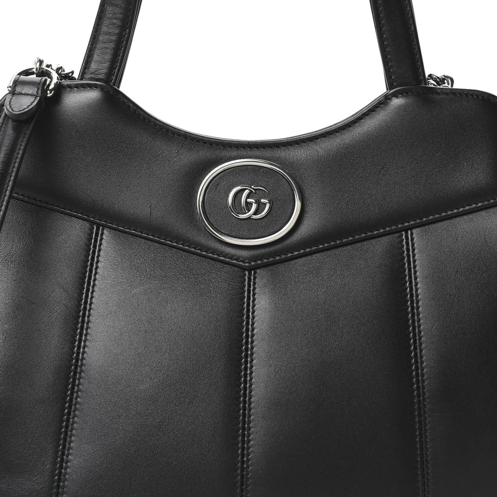 Gucci Calfskin Petite GG Small Tote Bag Black