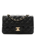 Chanel Lambskin Quilted Mini Rectangular Flap Black