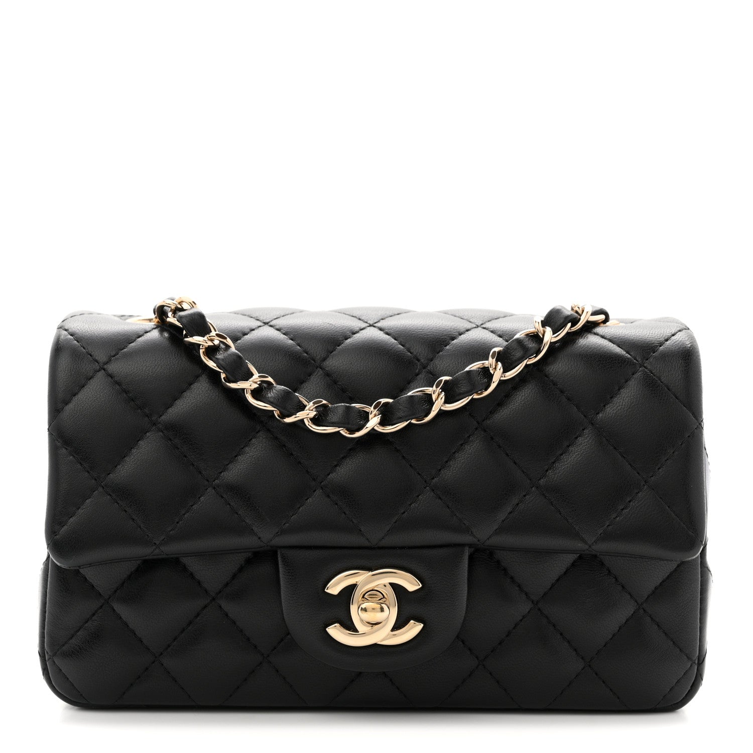 Chanel Lambskin Quilted Mini Rectangular Flap Black