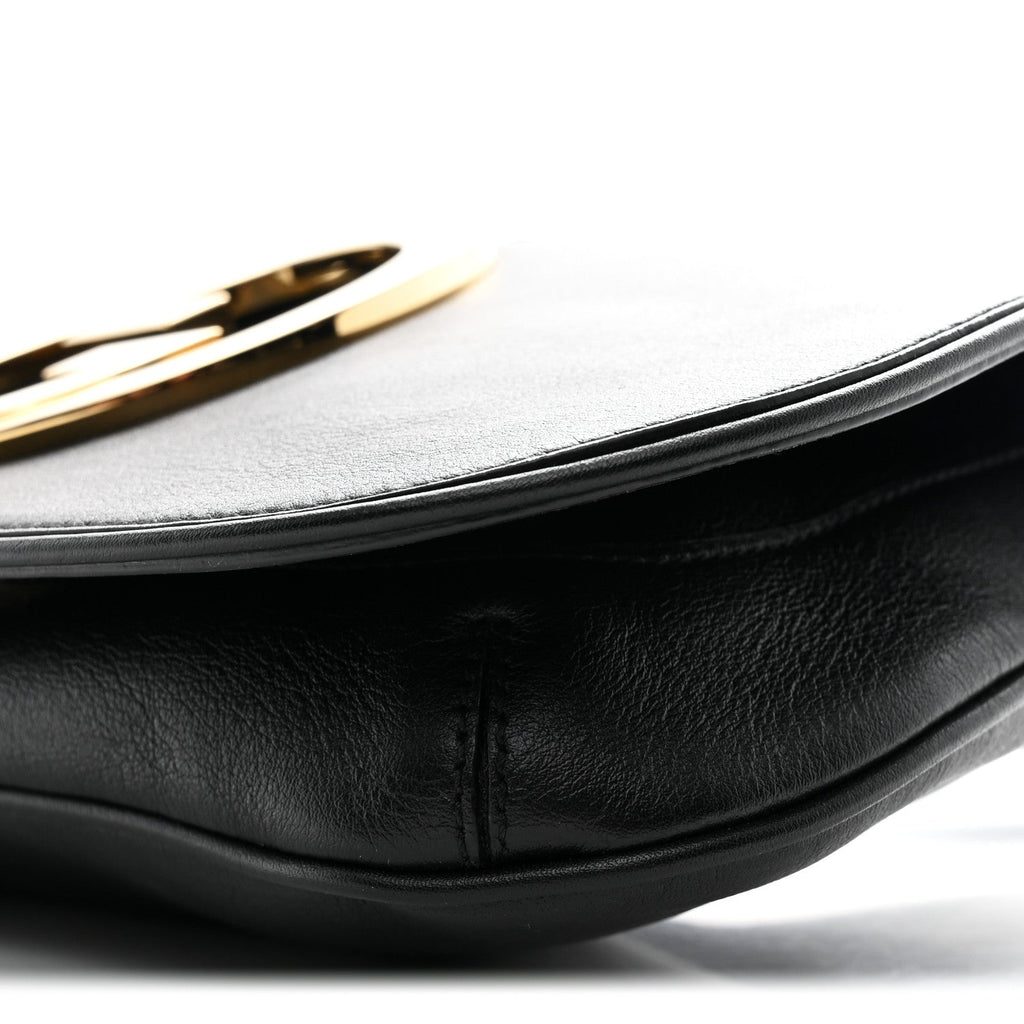 Gucci Roxy Calfskin Blondie Chain Shoulder Flap Bag Black
