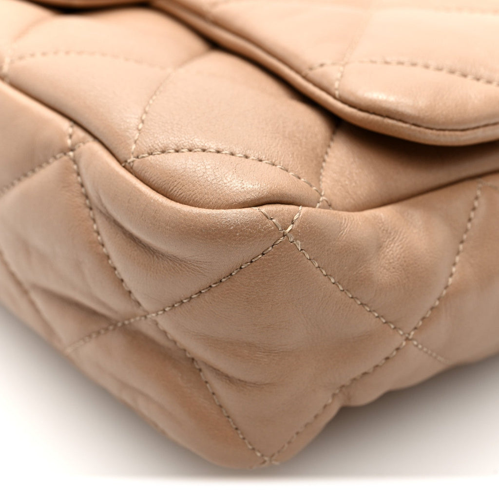 Chanel Lambskin Quilted Large CC Funky Town Flap Beige