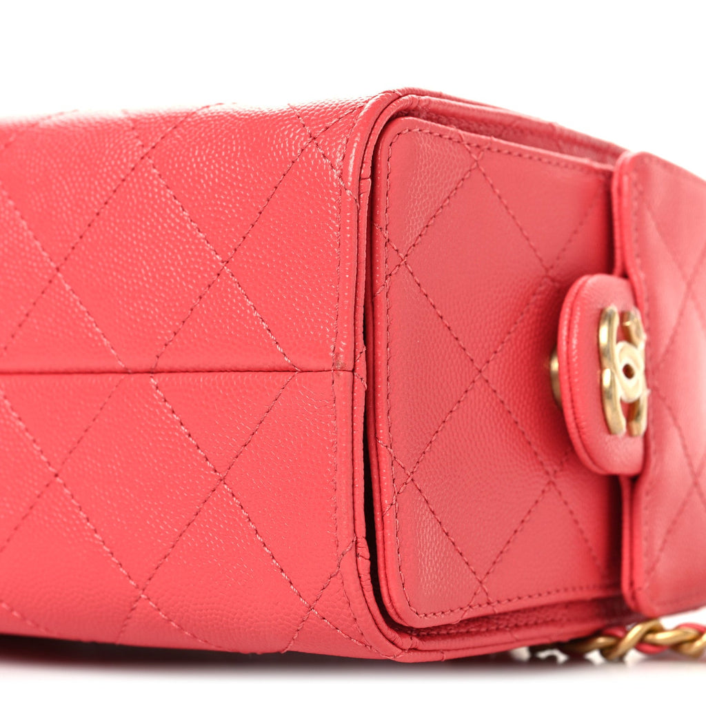 Chanel Caviar Quilted Mini Chanel 25 Handbag Coral