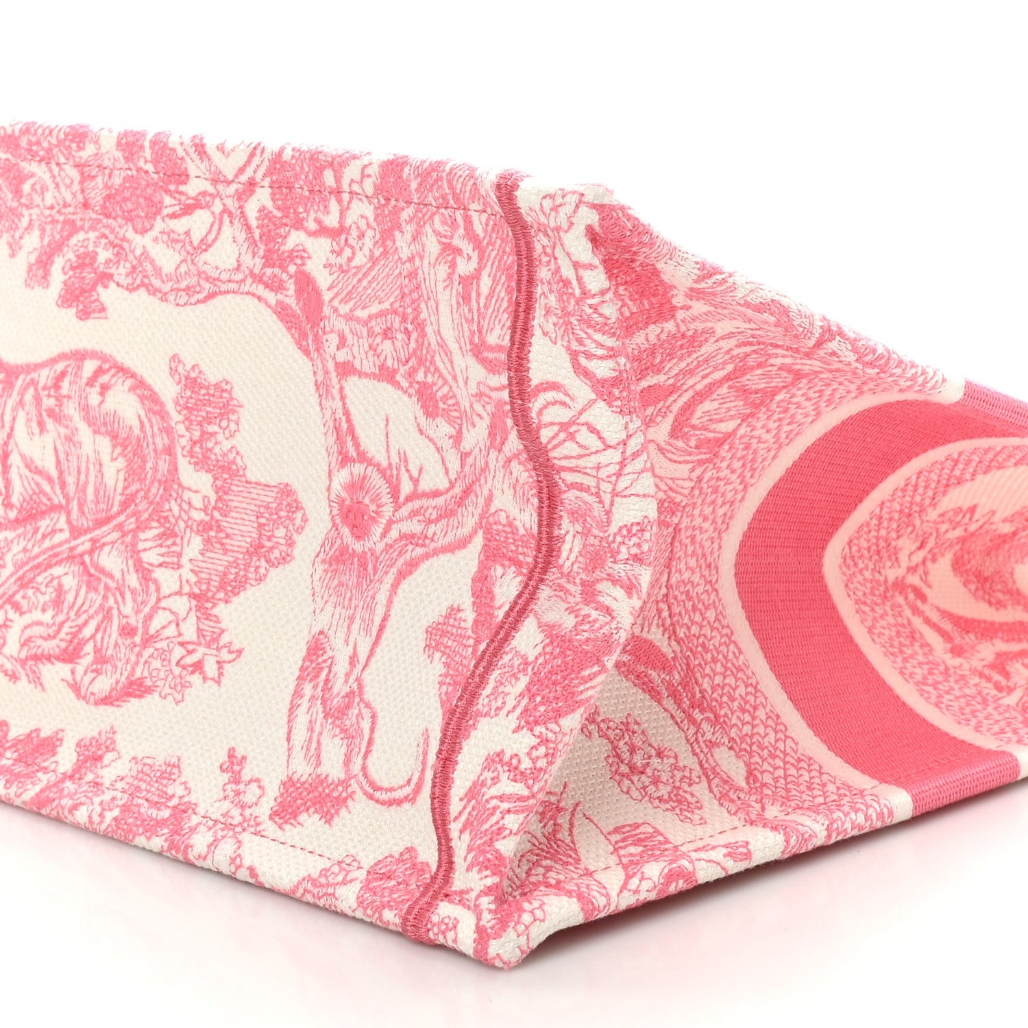 Christian Dior Canvas Embroidered Medium Dioriviera Toile De Jouy Book Tote Peony Pink