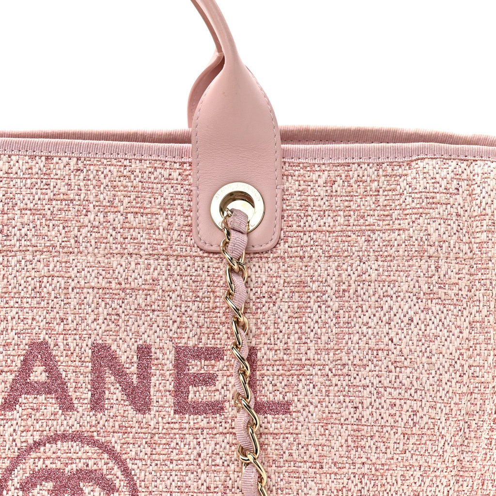 Chanel Lurex Boucle Deauville Medium Tote  Pink