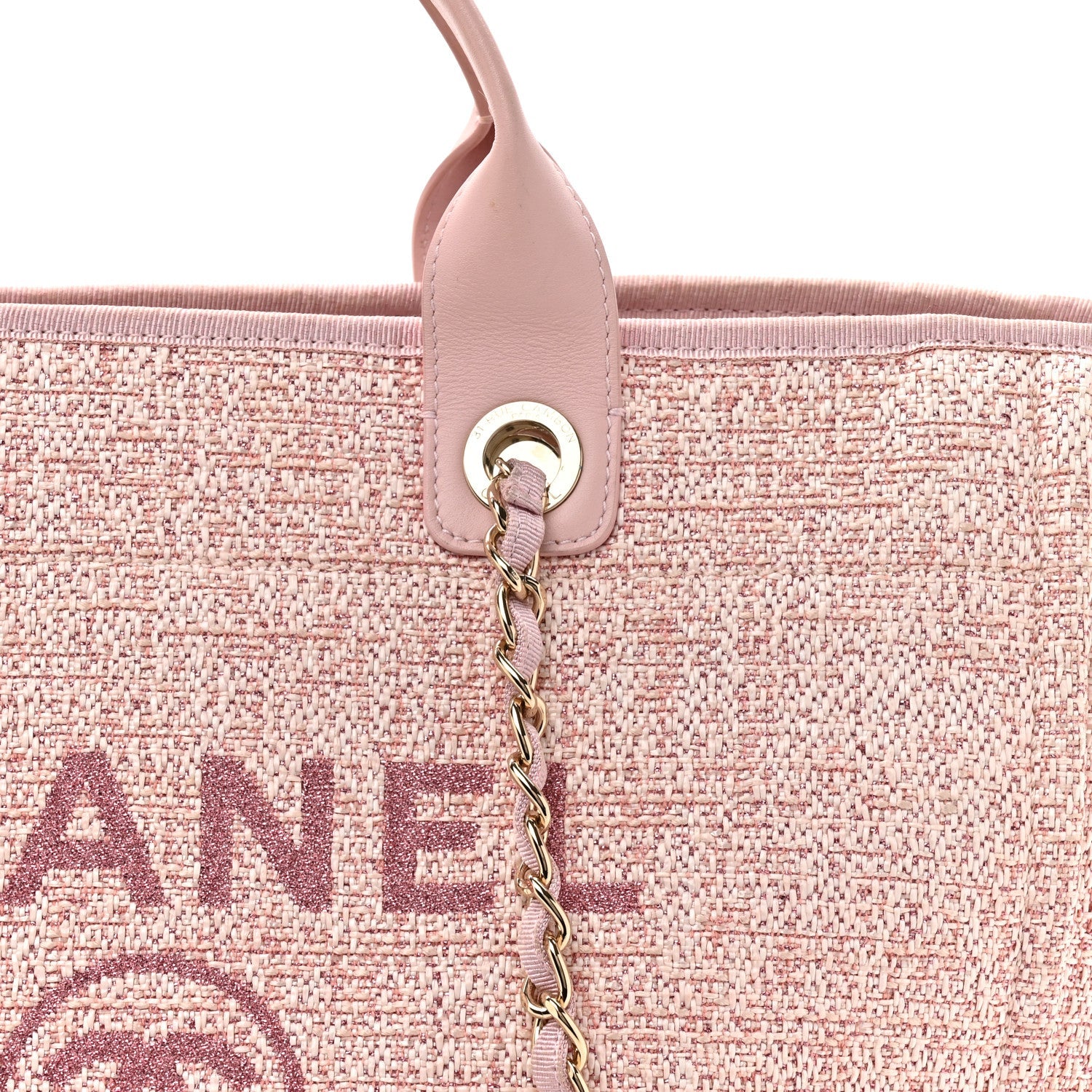 Chanel Lurex Boucle Deauville Medium Tote  Pink