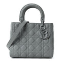 Christian Dior Ultra Matte Calfskin Cannage Medium Lady Dior Grey Stone