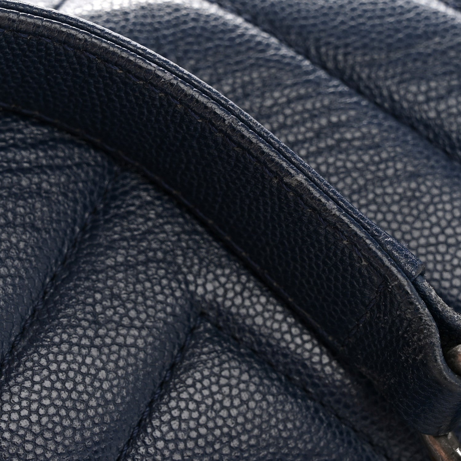 Chanel Caviar Chevron Quilted Medium Boy Flap Navy