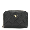 Caviar Quilted Zip Coin Purse Black