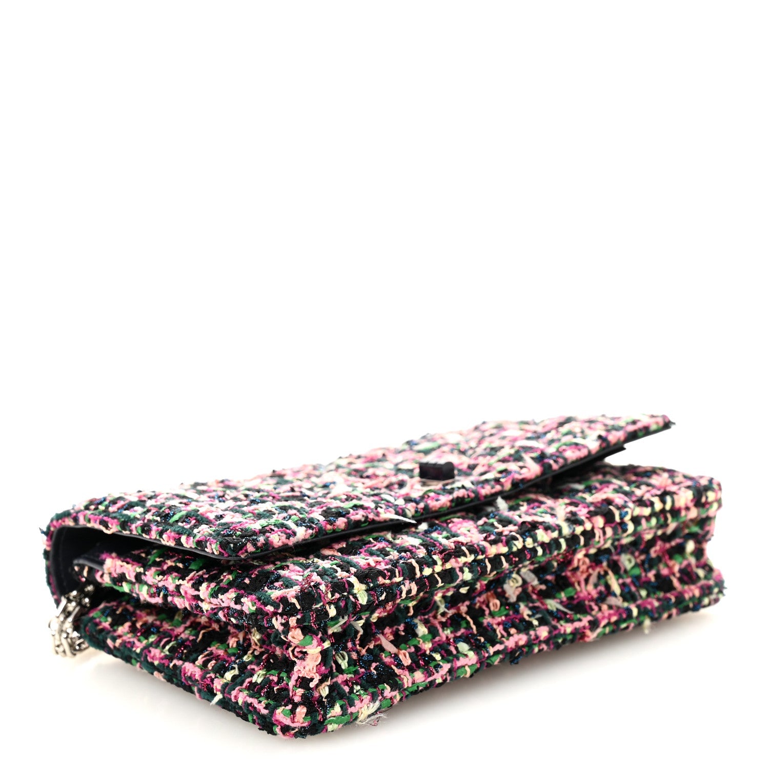 Chanel Tweed Quilted Reissue Wallet On Chain WOC Pink Multicolor