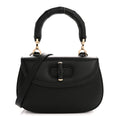 Gucci Boarded Dyana Lux Calfskin Web Monochrome Small Bamboo 1947 Top Handle Bag Black