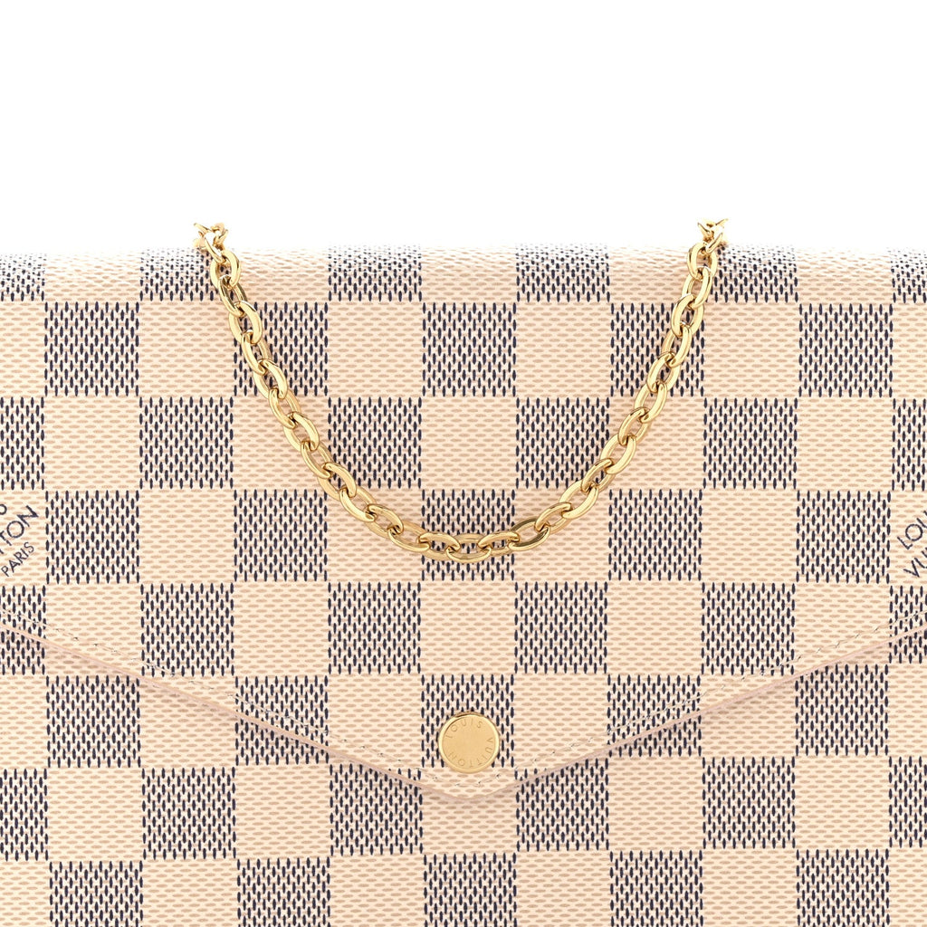 Louis Vuitton Damier Azur Pochette Felicie Chain Wallet Rose Ballerine