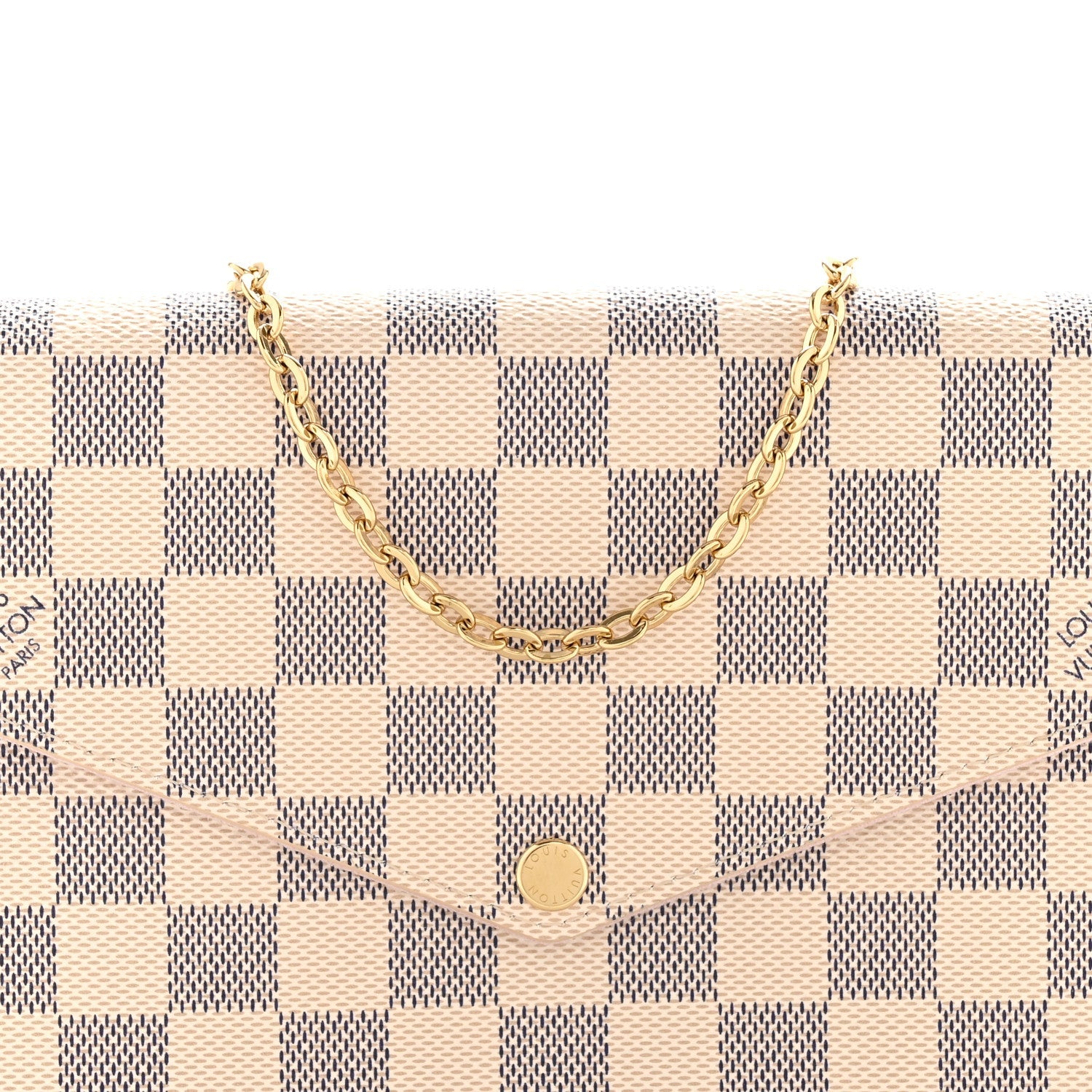 Louis Vuitton Damier Azur Pochette Felicie Chain Wallet Rose Ballerine