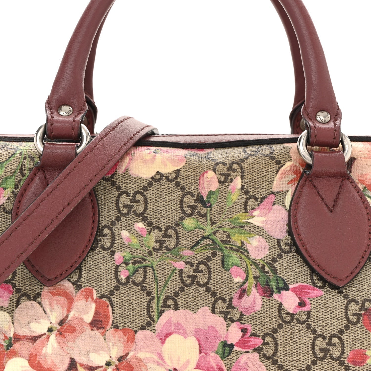 Gucci GG Supreme Monogram Blooms Small Boston Beige Multicolor Dry Rose