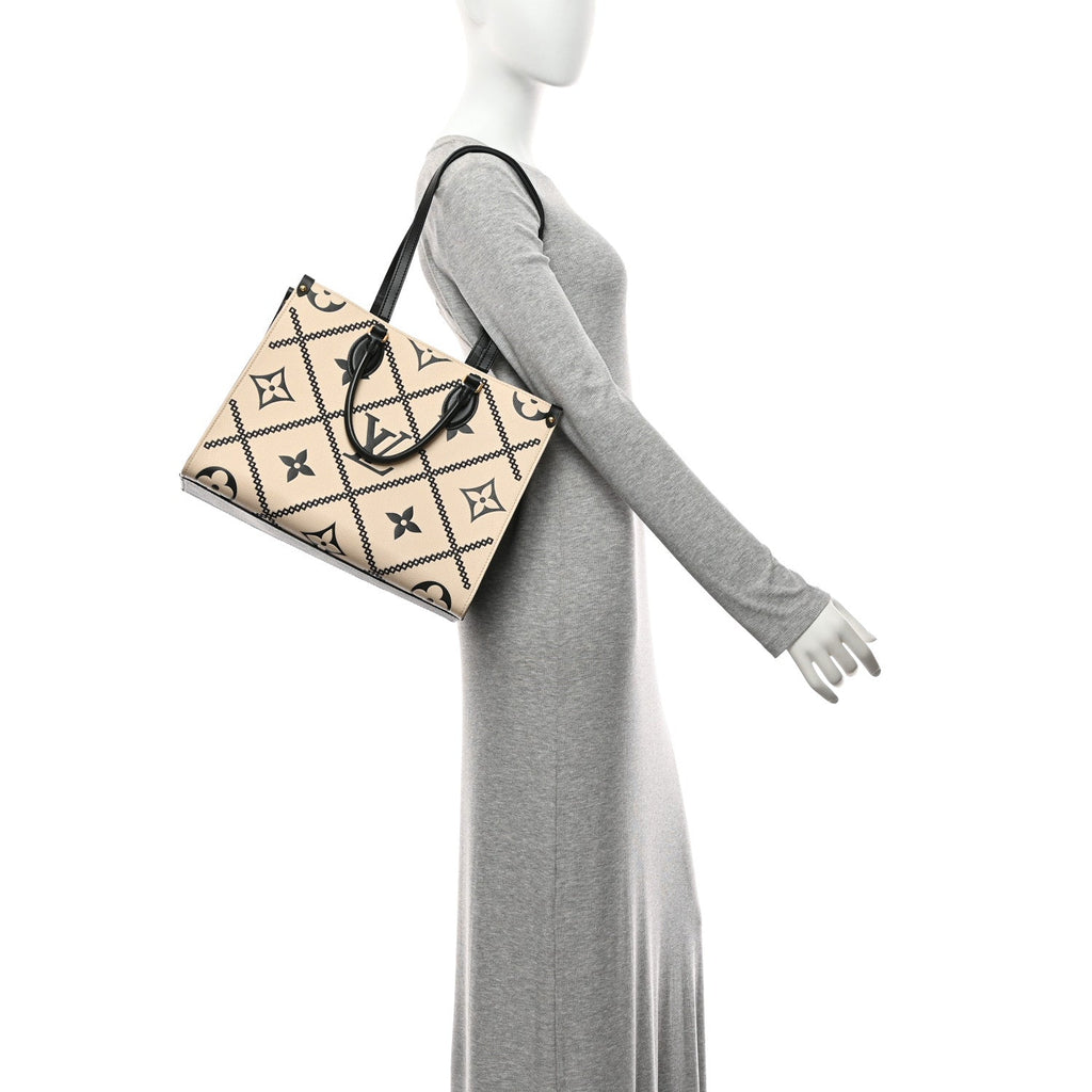 Louis Vuitton Empreinte Monogram Giant Broderies Onthego MM Cream Black
