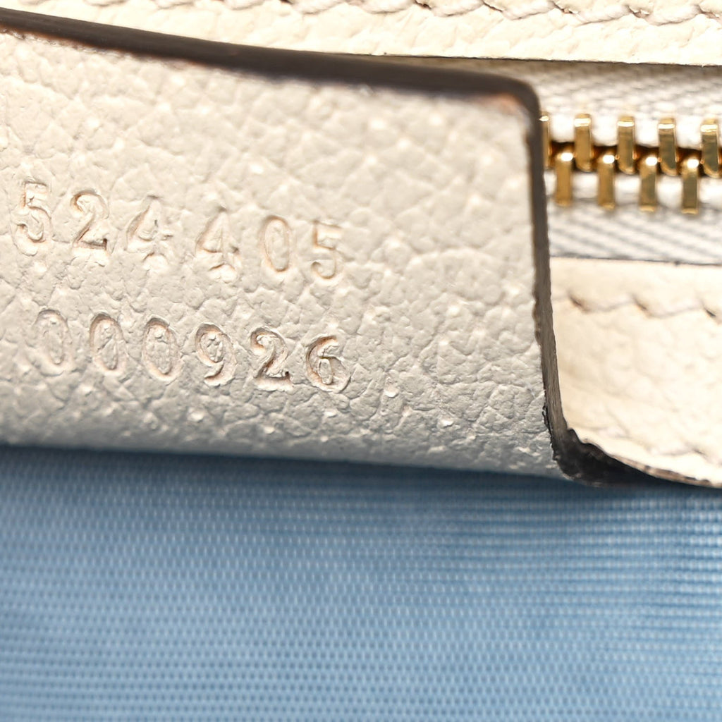 Gucci Textured Calfskin Bee Star Print Small Sylvie Shoulder Bag Mystic White